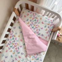 Змінна постіль фланель Метелики рожево-мятні