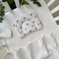 Подушка з вушками поплін Сердечка пудра (130046)