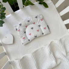 Подушка з вушками поплін Сердечка пудра (130046)