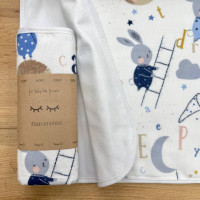 Непромокаюча пелюшка Фланель/Мембрана Зайці на драбинці блакитні