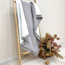 Плед вязаний Wellsoft Рогожка new сірий