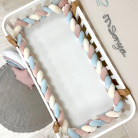 Бортик-коса молочний/пудра/світла мята 3,6 м на всі сторони ліжечка