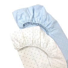 Простирадло дитяче поплін 2шт 80х160 Горох бежевий+горох на блакитному