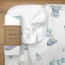 Непромокаюча пелюшка Поплін/Мембрана Ведмедик на повітряній кульці мята