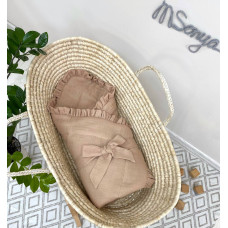 Плед-конверт муслін з рюшем бежевий