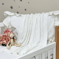 Плед бавовна Ромб/Коса білий