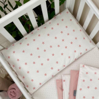 Наволочка поплін 40 х 60 Зірка пудра на білому 370000