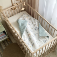 Плед-конверт з ковдрою Веселки мята