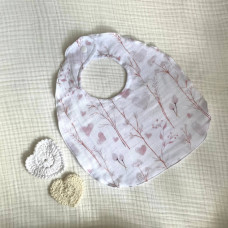 Слинявчик муслін Жатка 2-сторонній Гілочки, сердечка білий