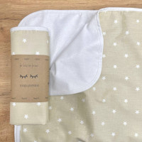 Непромокаюча пелюшка Поплін/Мембрана Зірка розсип біла на бежевому