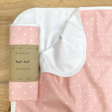 Непромокаюча пелюшка Поплін/Мембрана Горошок білий на пудрі