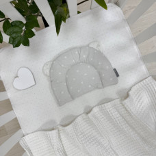 Подушка з вушками поплін Зірка розсип на сірому (130046)