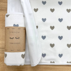 Непромокаюча пелюшка Фланель/Мембрана Сердечка бежеві