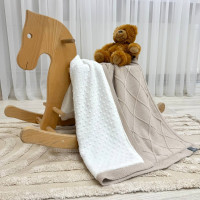 Плед вязаний Wellsoft Ромби пісочний