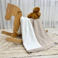 Плед вязаний Wellsoft Ромби пісочний