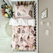 Комплект постільної білизни підліток 1,5 Lol/світла пудра (підковдра+наволочка)