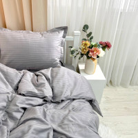 КПБ Євро сатин страйп темний сірий