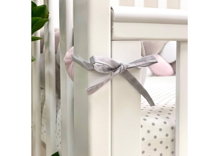 Бортик-коса білий/сірий/рожевий