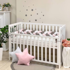 Бортик-коса білий/сірий/рожевий