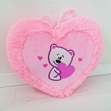 М'яка іграшка Попелюшка Подушка серце з ведмедиком 35см (ZL479)