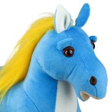 М'яка іграшка Попелюшка Кінь Переможець без сідла жовто-блакитний 30 см (ZL756)