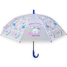 Парасолька-тростина дитяча напівпрозора з єдинорогами фіолетова (SD12350VL)