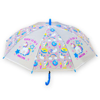 Парасолька-тростина дитяча напівпрозора з єдинорогами блакитна (SD12350BL)