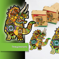 Пазли дерев'яні фігурні PuzzleOK Динозавр Трицератопс (PuzA4-00019)