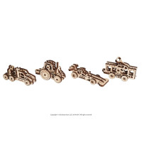 Механічний 3D пазл UGEARS Фіджети-Наземний транспорт. Набір з 4 шт. (70033)