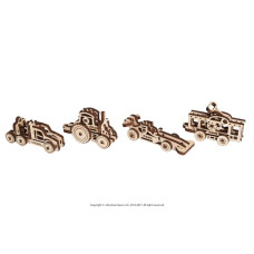 Механічний 3D пазл UGEARS Фіджети-Наземний транспорт. Набір з 4 шт. (70033)