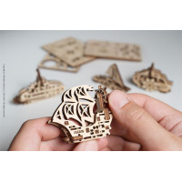 Механічний 3D пазл UGEARS Фіджети-Кораблі. Набір з 4 шт. (70035)