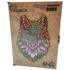 Пазли дерев'яні PuzzleOK фігурні 120 ел Загадковий вовк (PuzA3-00725)