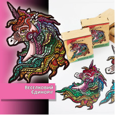 Пазли дерев'яні фігурні PuzzleOK Веселковий Єдиноріг (PuzA4-00022)