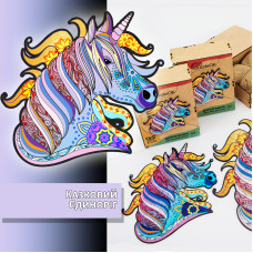 Пазли дерев'яні фігурні PuzzleOK Казковий Єдиноріг (PuzA4-00016)