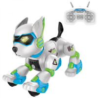 Іграшковий робопес-акробат на сенсорному та радіокеруванні 2.4G із світло-звуковими ефектами блакитно-зелений (K101BLGR)