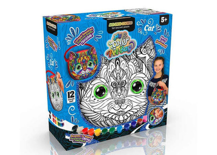 Набір для творчості Danko Toys Сумочка розфарбовка My color pet-bag Котик (CPB-01-02U)