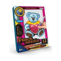 Килимова вишивка Danko Toys Punch Needle Ведмедик із серцем (рос.) (PN-01-06)