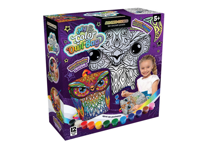 Набір для творчості Danko Toys Рюкзачок Сова розфарбування My Color Owl-Bag (COWL-01-01U)