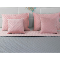 Покривало 180х220 велюр 340.55_Pink and Grey ромб