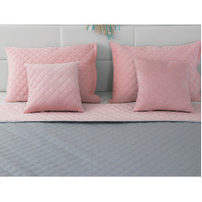 Покривало 180х220 велюр 340.55_Pink and Grey ромб