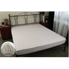 Простирадло 90х200 на гумовій стрічці "бежева смужка" бязь набивна