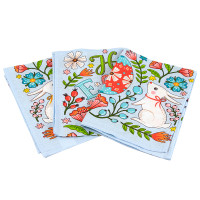 Набір вафельних рушників 45х60 см. 3 шт. 710Т_ Великодні Зайчики з писанкою блакитний