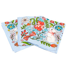 Набір вафельних рушників 45х60 см. 3 шт. 710Т_ Великодні Зайчики з писанкою блакитний