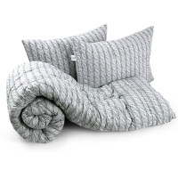 Набір ковдра 172х205 + 2 подушки 50*70 силіконовий Grey Braid