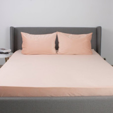 Простирадло ТЕП "VELOUR" з резинкою пудрове, 160x200