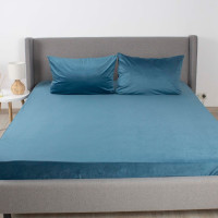 Простирадло ТЕП "VELOUR" з резинкою синє, 180x200