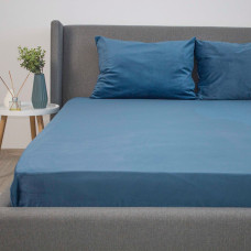 Простирадло ТЕП "VELOUR" з резинкою темно-синій, 160x200