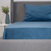 Простирадло ТЕП "VELOUR" з резинкою темно-синій, 160x200