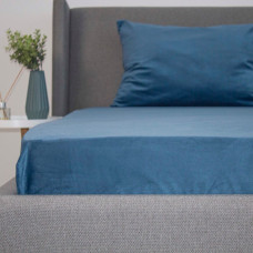 Простирадло ТЕП "VELOUR" з резинкою темно-синій, 160x200