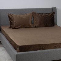 Простирадло ТЕП "VELOUR" з резинкою шоколадне, 180x200